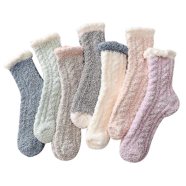 7-pack Fuzzy Plyschstrumpor för Kvinnor och Flickor - Vinter, Fluffiga, Casual_ca
