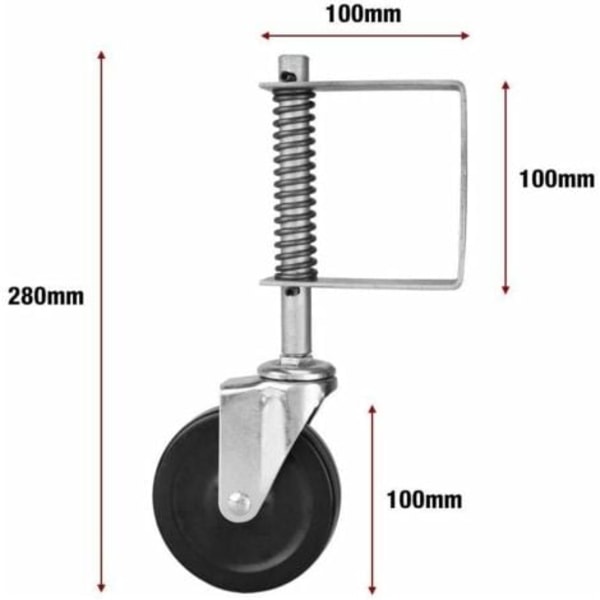 Ulisem Grindhjul i gummi 10,2 cm med fjäder och svängbart, extra kraftigt, lastkapacitet 99,8 kg LO-Ron.ca