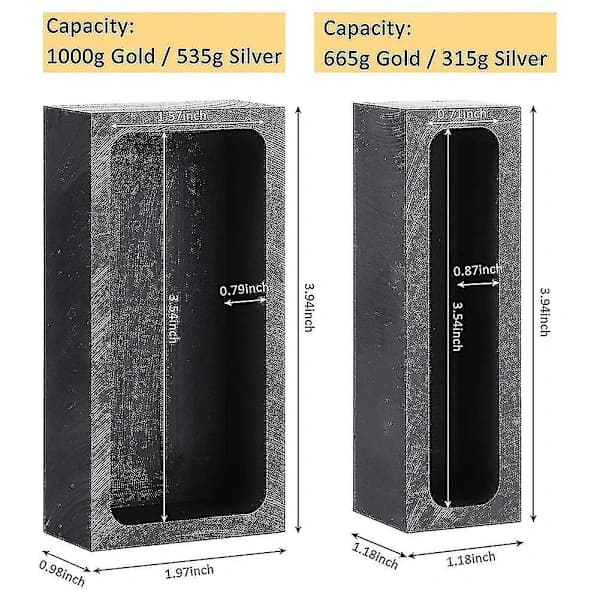 [CA] 2 stk. 1 kg 665 g grafitstøbeform smeltedigel til støbning af metal, grafitdigelform til guld