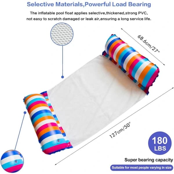 Inflatable Pool Floating Water Hammock Lounge Chair with Air Pump Multifunctional