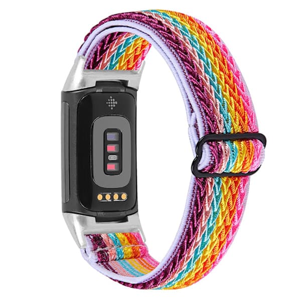 Vevd nylonarmbånd for Fitbit Charge 6 Rainbow