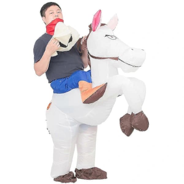 Oppustelig Hest Hvid Kostume