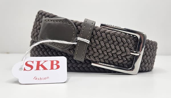 2-pack elastiska flätade bälten för kvinnor och män, stretchvävt bälte med justerbart spänne för vardags- och formell klädsel, ljusbrun & khaki, 120 cm