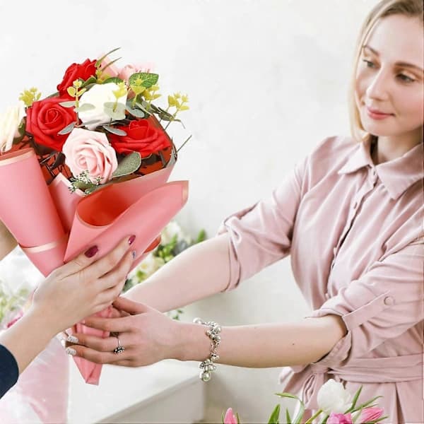 [CA] 100 Ark Blompapper Guldkant Bukett Omslagspapper Blandat Koreansk Blomma B