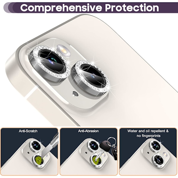 iPhone 14/14 Plus:n takakameran suojakotelo (hopea-timantti)