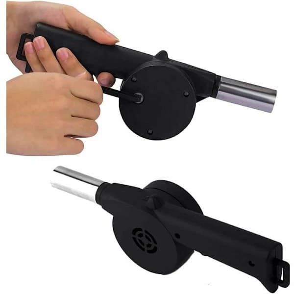 BBQ Håndsvingventilator Plast og Metal Kulildstarter til Grill Picnic Camping Sort 26,5 cm