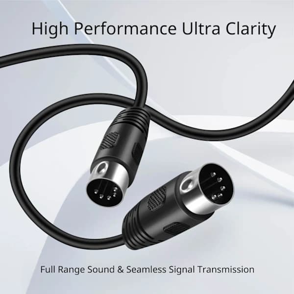 2025 Seneste Model TNP MIDI-kabel (0,3 m) - 5-pin DIN Han Audio MIDI til MIDI-stik Interface Jack Plug Ledning Sort 0,3 m