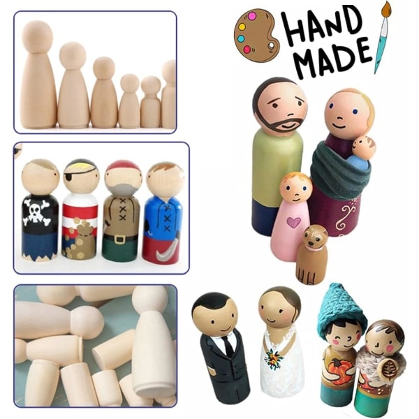 50 st Hängdockor Träfigurer Barnmålning, Trä Till