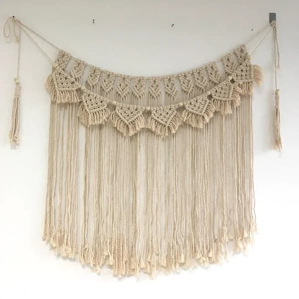 1 stk. Macrame vægophæng, moderne chic vævet gobelin, 100*107cm H
