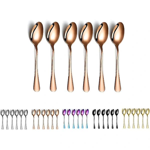 [CA] Roségull Kaffeskeer. 13 cm rustfritt stål teskjeer 6 stykker. Titan