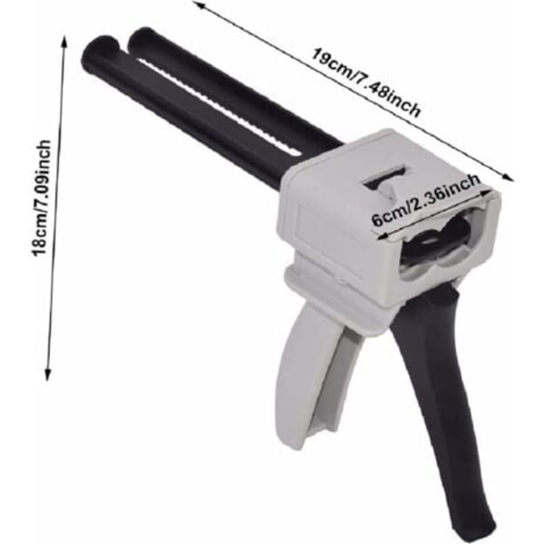 Ulisem Pistoldispenser Epoksy 50 ml, AB Pistollim Epoksy Håndtak Applikator for Blanding av Lim, Forhold 1:1 og 2:1 (Pistol).ca