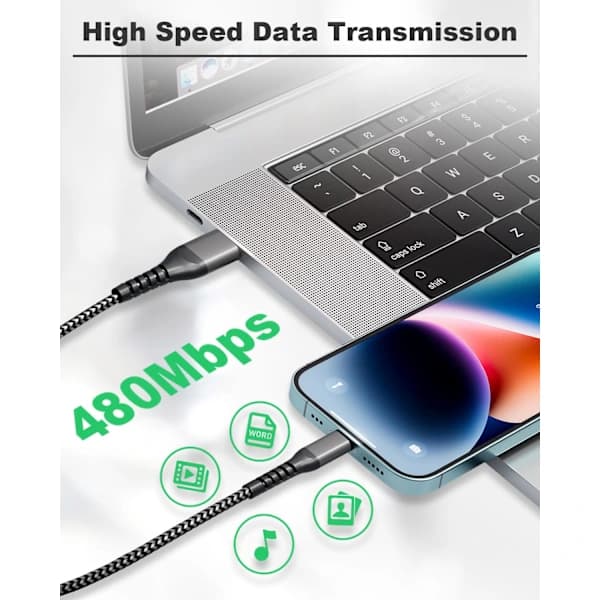 2025 Seneste Model iPhone Ladekabel 3M [MFi-Certificeret], USB til Lightning Kabel 3M Lang iPhone Ladekabel Hurtigopladningskabel Nylon