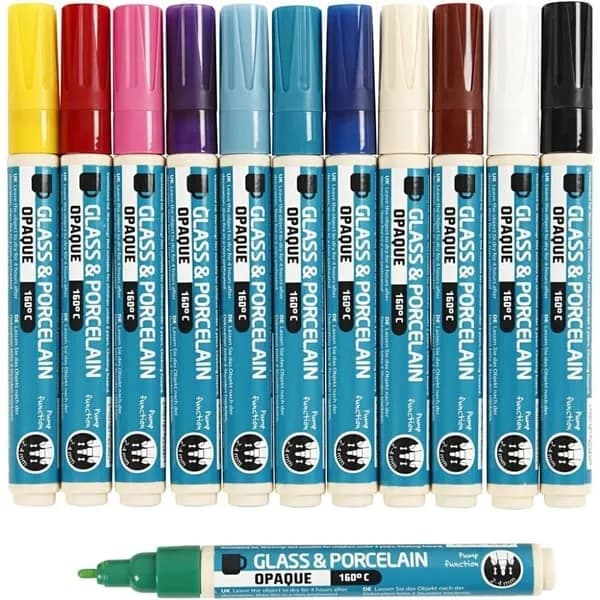 12-pack - Porslins- och glaspenna - Rita på glas, porslin och speglar