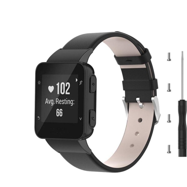 Simpel Læderrem til Garmin Ur - Sort Sort