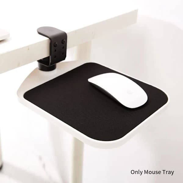 Musemåtte til skrivebord med 360° roterende clip-on platform, tastaturholder