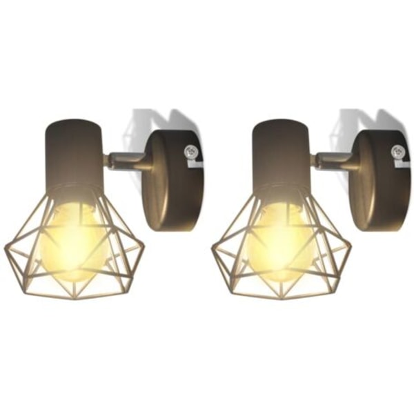 DPZO Væglampe 2 stk. industriel stil sort med LED-pære.ca