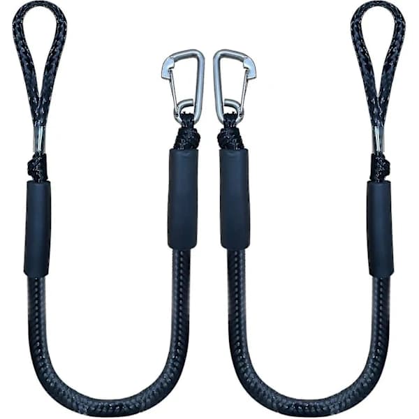 Bungee Dock Line med krog, sort fortøjningsline til båd 4 fod 2-pak & sort