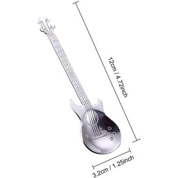 Gitar kaffeskjeer, sett med 4 musikk kaffeskjeer i rustfritt stål kaffeskjeer sukker skjeer (sølv)-Fei Yu.ca