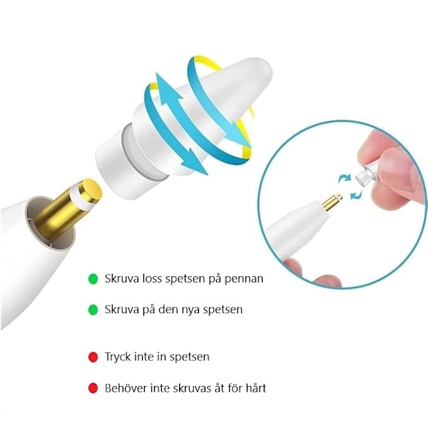 Erstatningsspids til Apple Pencil 1/2 Gen – 4 stk. spidser til Apple penne_ca 10
