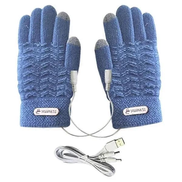 Vinter Full Finger Strikkede Oppvarmede Hansker 45°C USB Oppladbart Termisk Utstyr for Kvinner
