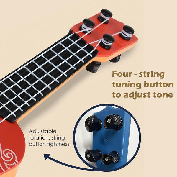 Mini Gitarr för Bebisar Barn Nybörjare Klassisk Mini Ukulele Gitarr Pedagogisk Musikinstrument Leksak för Barn Tidig Utbildning Röd Red