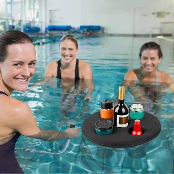 Flytende Poolkoppholder Pool Drikkeflåte med 5 Hull Flytende Brett for Poolfester Strand Spa Varm