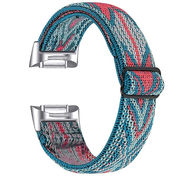 [CA] Elastisk nylonrem med justerbart spænde flettet urrem til Fitbit Charge 6/5 - 14# [DM] Multicolor Style L Fitbit Charge 6