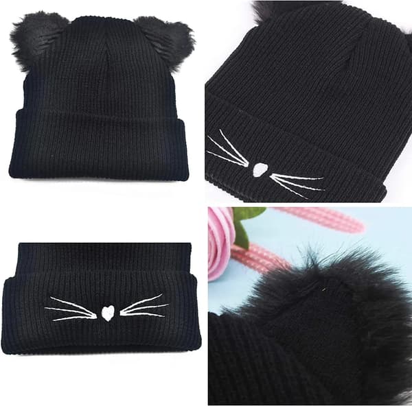 Kattöronmössa för kvinnor, kattmössa, vintermössa, kattöron, stickad mössa, varm stretchmössa, höstmössa, vintermössa, damer, flickor