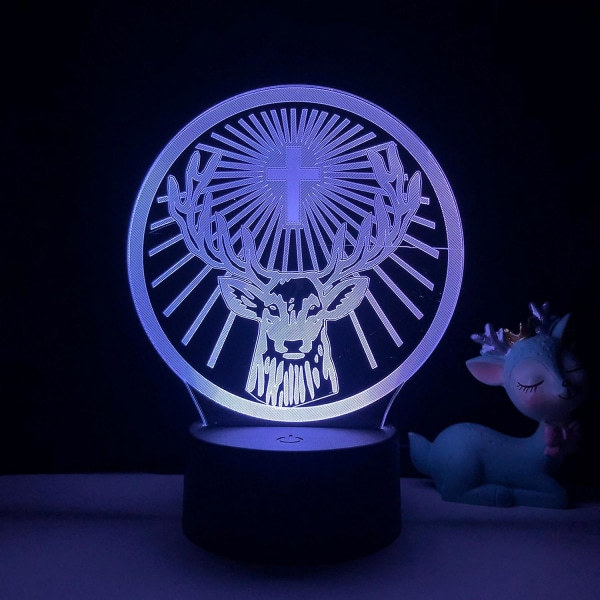 Jagermeister nattlampe 16 farger med fjernkontroll 3d illusjonslampe barnerom dekorative festlige lamper -- Svart base