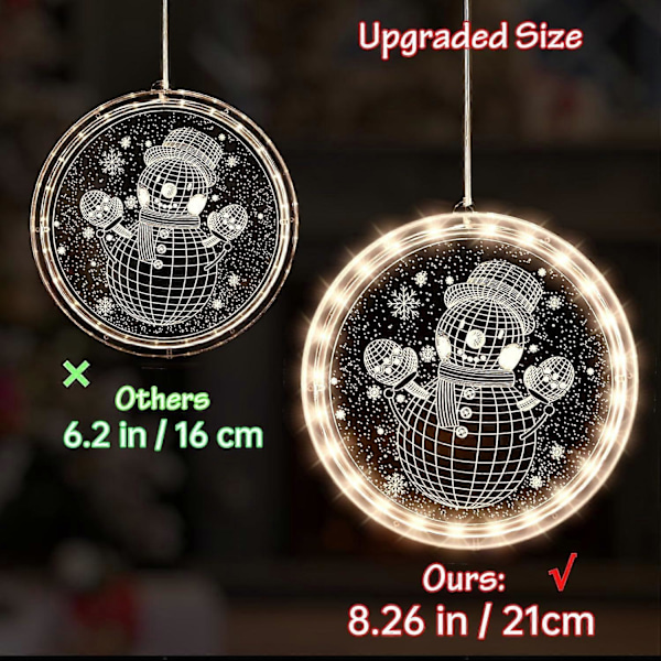 Julevinduslys Forstørret Diameter 21cm/8.2inch, Snømann Vinduslys Dekor Innendørs-Snømann (LGL)