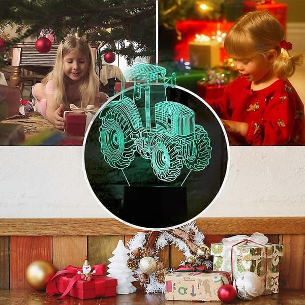 Traktor 3D Nattlys, TINYOUTH Illusjon Bord Nattbordslamper med Smart Touch (LGL)