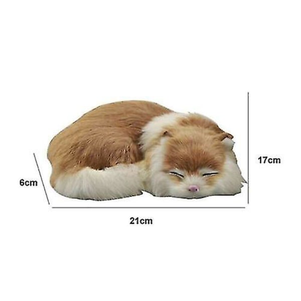 Realistinen nukkuva elävä kissa pehmo tekoturkista Elämänkokoinen karvainen kotieläin Brown