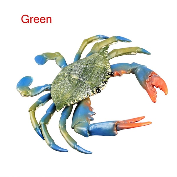 Nyt legetøj til børn Realistisk Krabbe Pvc Solid Ocean Hav Dyrefigur Model Børnegave[GL] Green-Blue