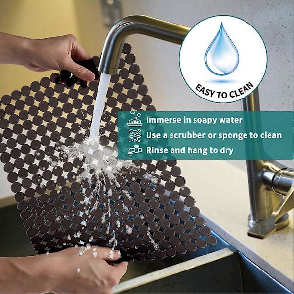 2 STK Godt Grep Vaskematte for Kjøkken Stor Multifunksjonell PVC Vaskematte Beskytter for Hjem Sklisikker Holdbar Lett å Rengjøre LGL Solid Black