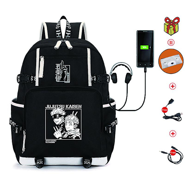 Jujutsu Kaisen Itadori Gojo Satoru Waterproof Boys Bookbags Laptop Rucksack With Usb School Backpack Large Capacity For Teenager