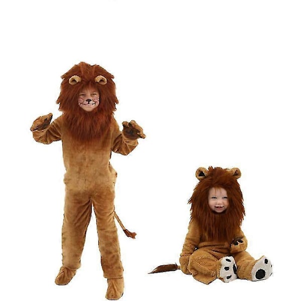 Leijona-asu eläinaiheisiin juhliin aikuisille ja lapsille, kokovartaloinen painettu pyjama_SSDLV LGL 130CM
