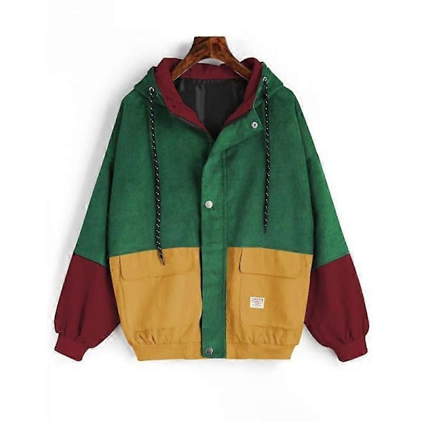Märkes Dam Huvförsedd Manchesterjacka Patchwork Höst Streetwear Ytterkläder Kappa Vindjacka LGL blue M