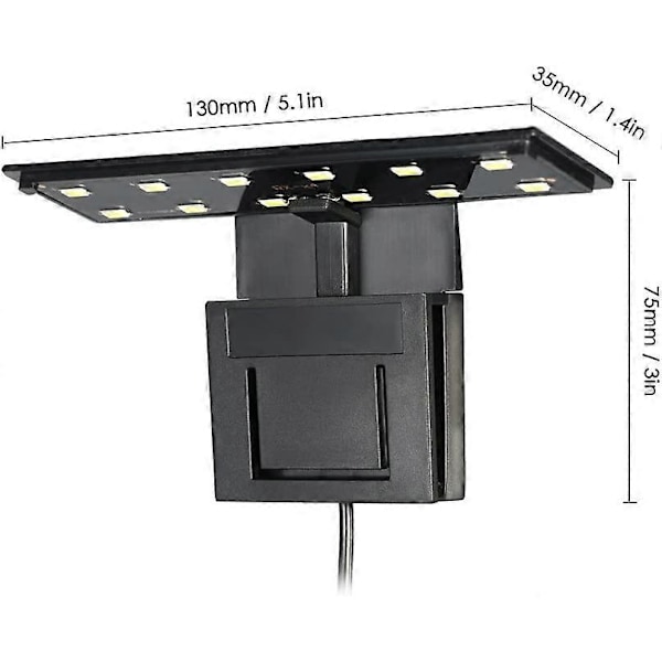 Ultra-tyndt Akvarium LED Lys Ultra Klart Clip-on Belysningslampe 12 LEDs til Akvarium Fisketank 5W (LGL)