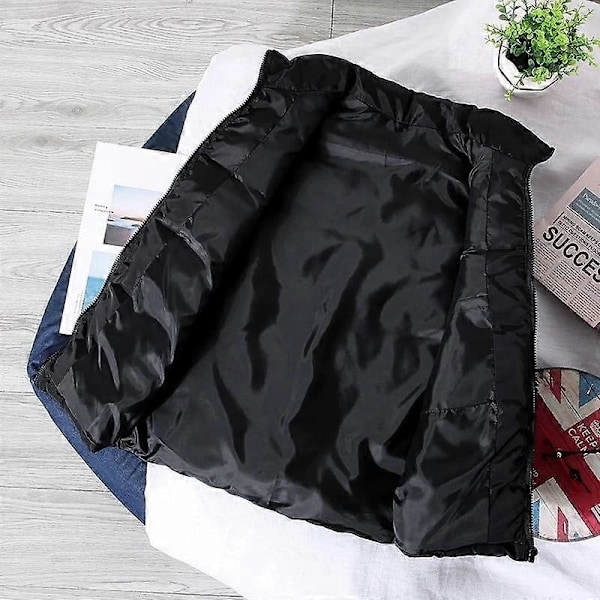 Vit Väst Jacka Herr Slim Fit Ståkrage Ärmlös Pufferjacka Vår Höst Casual Väst Herr Varm Kappa LGL black M