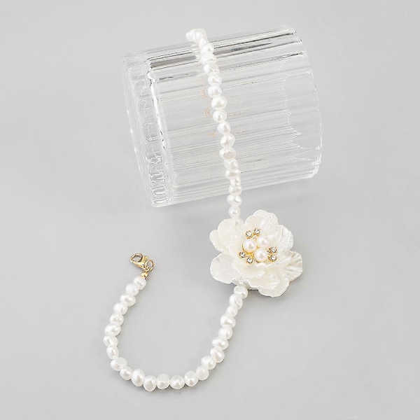 Camellia Blomst Halskæde Simpel Imitation Perle Choker Kraveben Kæde Halskæde (LGL)