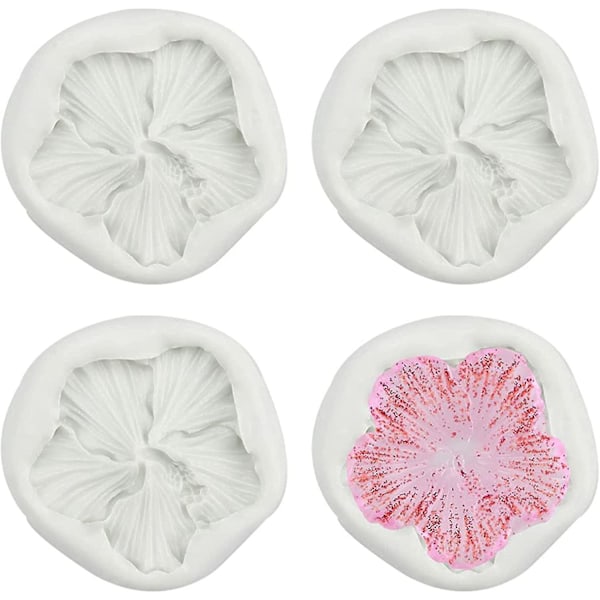 Håndlavet Resin Silikone 3d Hibiscus Blomsterform (hvid) 4 Stykker (LGL)