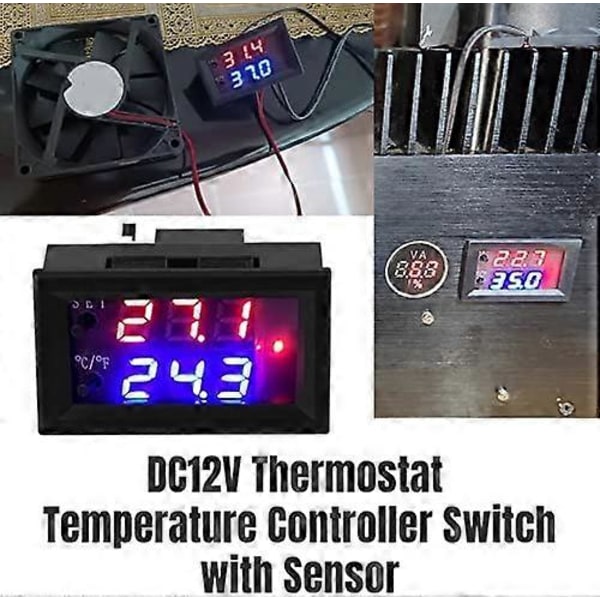 DC 12V Digital Termostat Universal Digital Temperaturregulator med Sensor, Temperaturmålingsområde: -50 ~ 110 (LGL)