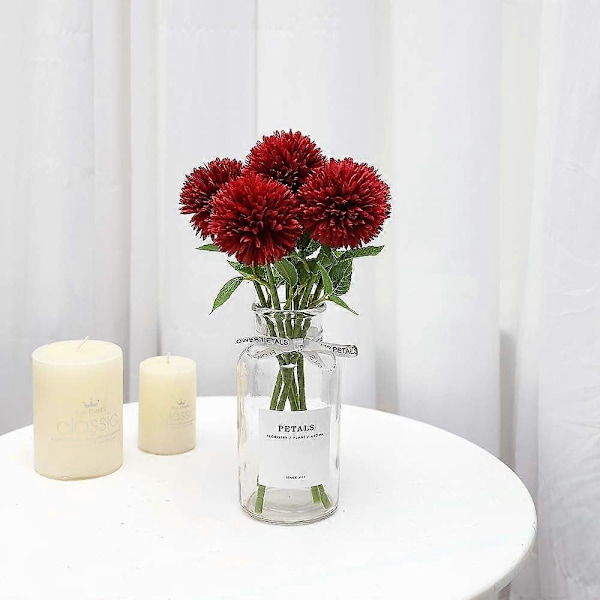 12 stk. små silkekrysantemum blomsterkugler til hjemmehavefest kontor dekoration brudebuketter blomsterarrangementer (rød) (LGL)