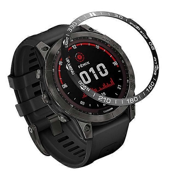 Passer til Garmin Fenix 7X Klokkeramme i Rustfritt Stål, Beskytter mot Riper, Klokkeramme for Garmin 7x/7/7s (LGL) Black white For fenix7