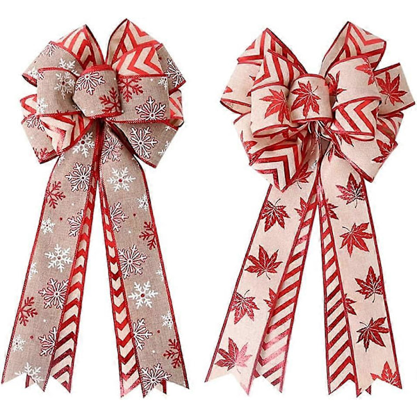 St DIY Julrosett Flera Öron Stor Randig Lönn Snöflinga Rosetter för Bröllopsbilsrosett Hantverk (54 x 25cm) (LGL)