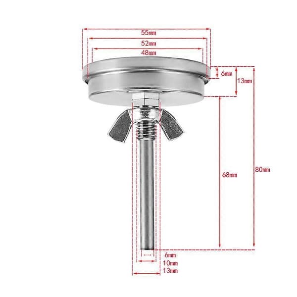 Rustfrit ovntermometer grillrøger 75 til 300 og 150 til 600 (Type B 300C) (LGL)