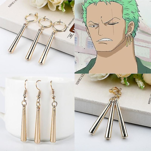 Japansk Anime One Piece Tema Roronoa Zoro Øredobber Tegneserie Smykker [LGL] gold-1