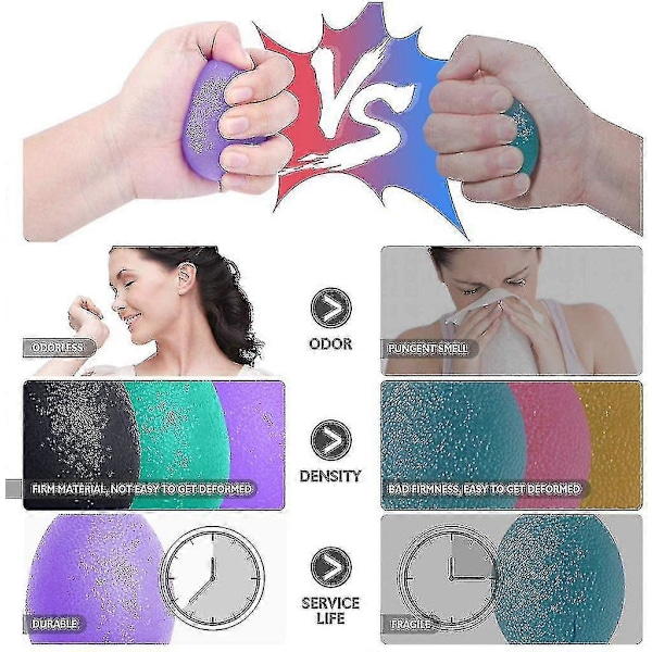 Håndterapibolde 3-pak Finger Gewaltenk Osteoarthritis Træning Håndtræningsbolde Håndterapi Træningsbolde Silikone Finger Toner LGL