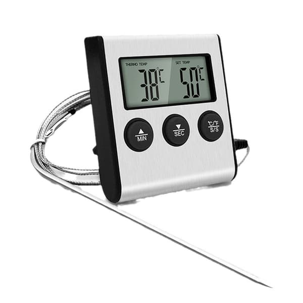 Digital grilltermometer med timer, perfekt för matlagning av kött och grillning. Ett paket (LGL)