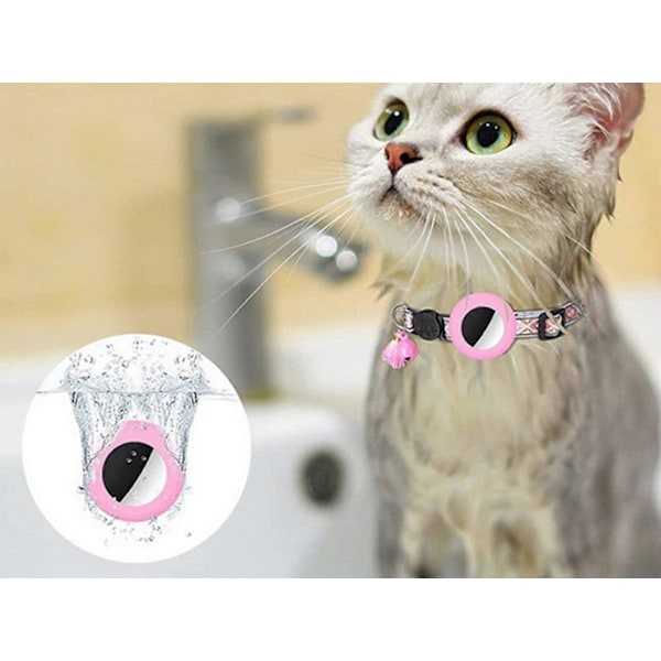 2 ST Pet Katt Halsband med Airtag Hållare Justerbart Katt Halsband Rosa och Lila LGL